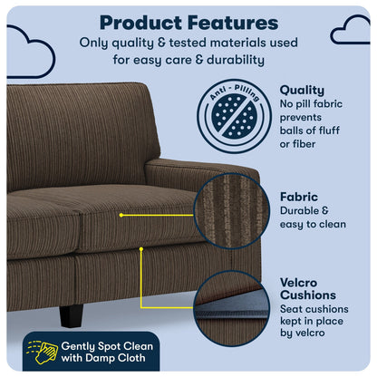 Serta Palisades 73 Track Arm Sofa, Easy Care Polyester, Soft Pillow Back, Pocket Coil Seat Cushions