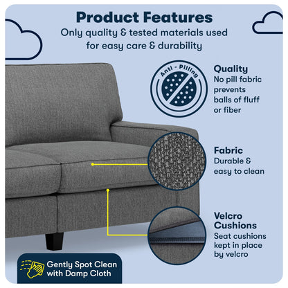 Serta Palisades 73 Track Arm Sofa, Easy Care Polyester, Soft Pillow Back, Pocket Coil Seat Cushions