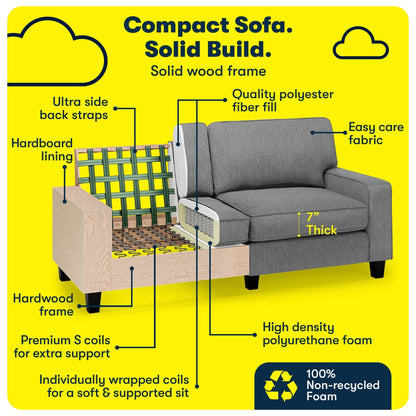 Serta Palisades 73 Track Arm Sofa, Easy Care Polyester, Soft Pillow Back, Pocket Coil Seat Cushions