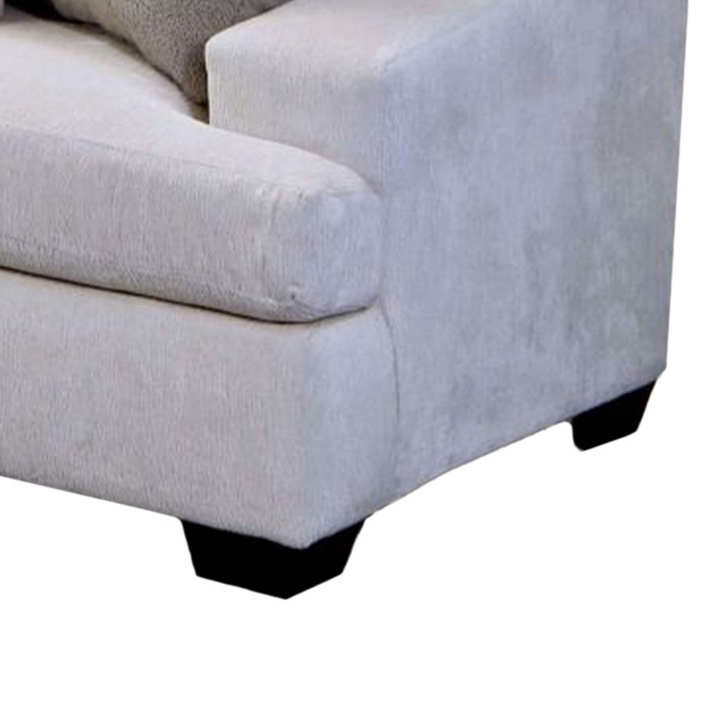 Sham Sofa, Ivory Chenille, 4 Accent Pillows, Solid Wood Frame, 94 Inch