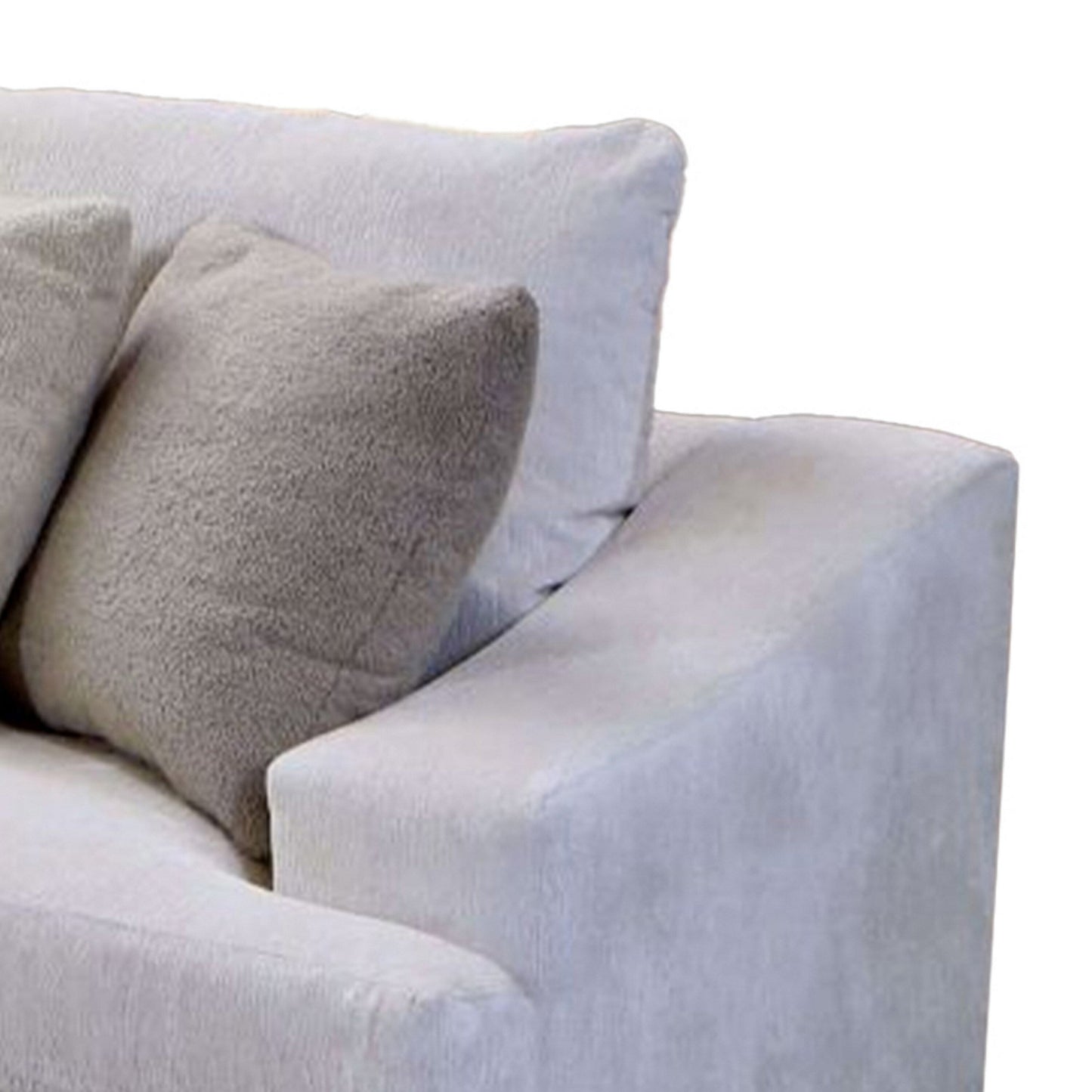 Sham Sofa, Ivory Chenille, 4 Accent Pillows, Solid Wood Frame, 94 Inch