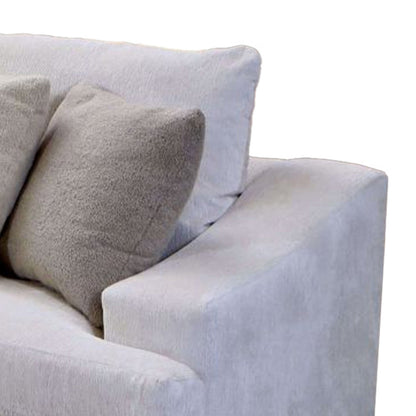 Sham Sofa, Ivory Chenille, 4 Accent Pillows, Solid Wood Frame, 94 Inch