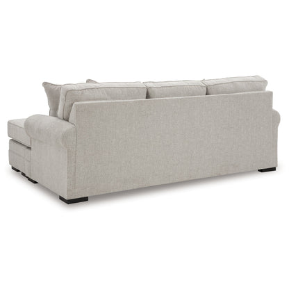 Shelyn Sofa Chaise with 4 Accent Pillows, Sand Gray Polyester 97 Inch