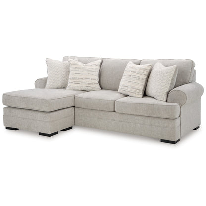 Shelyn Sofa Chaise with 4 Accent Pillows, Sand Gray Polyester 97 Inch