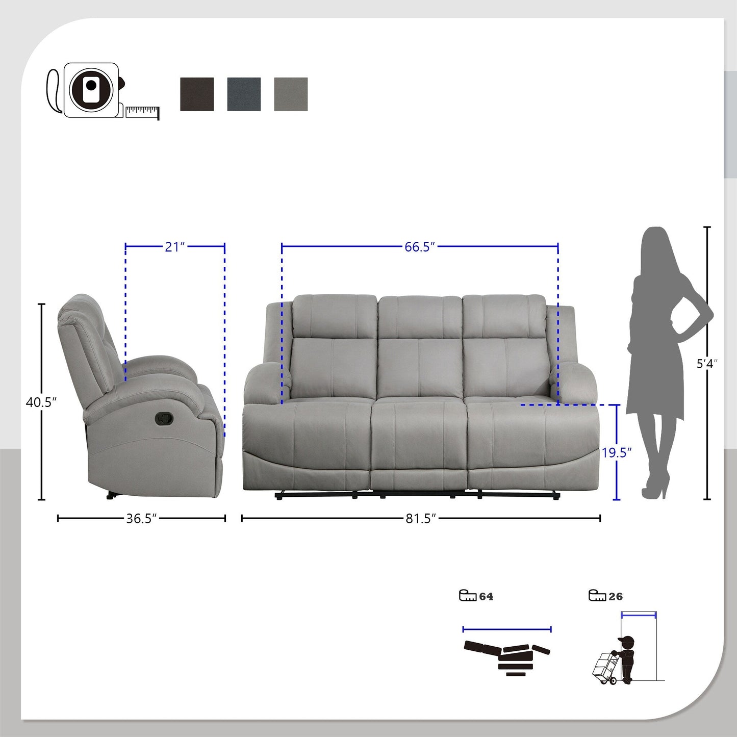Sherwood Manual Double Reclining Sofa