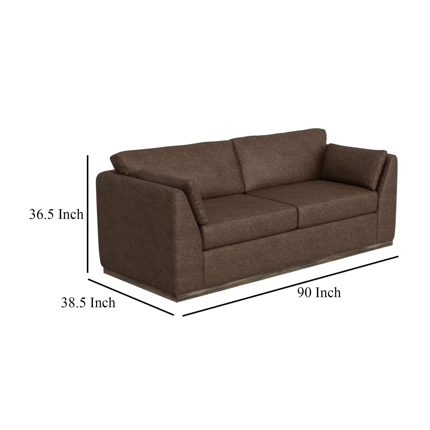 Sian Sofa, 2 Accent Throws, Loose Pillow Back, Dark Brown Faux Leather