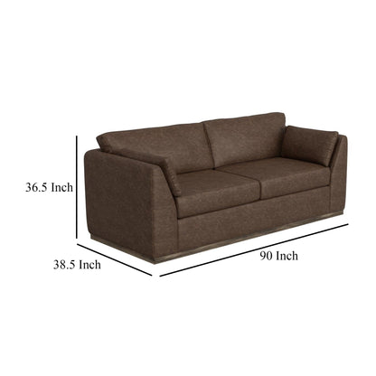 Sian Sofa, 2 Accent Throws, Loose Pillow Back, Dark Brown Faux Leather