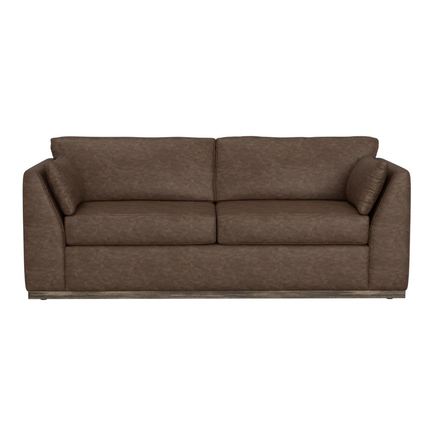 Sian Sofa, 2 Accent Throws, Loose Pillow Back, Dark Brown Faux Leather