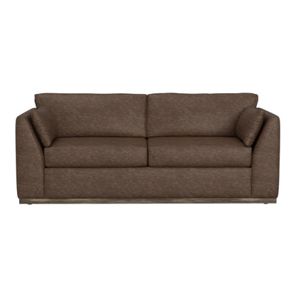 Sian Sofa, 2 Accent Throws, Loose Pillow Back, Dark Brown Faux Leather