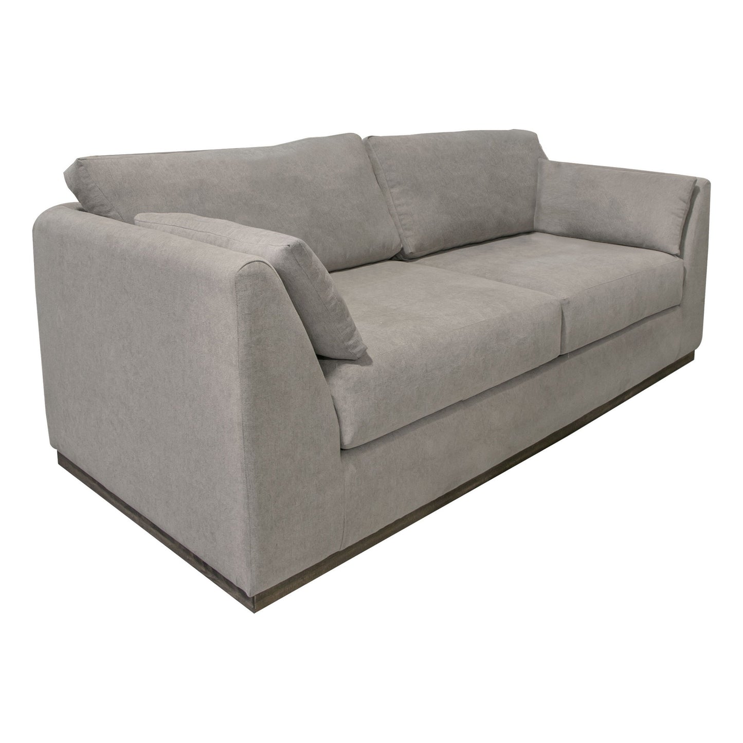 Sian Sofa, Almond Gray Polyester, 2 Pillows, Solid Pine Wood, 90 Inch