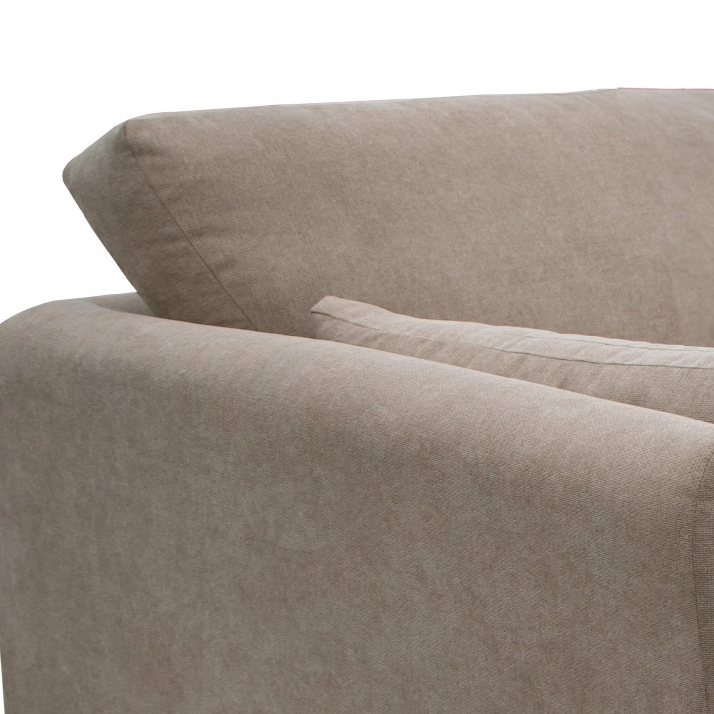 Sian Sofa, Almond Gray Polyester, 2 Pillows, Solid Pine Wood, 90 Inch