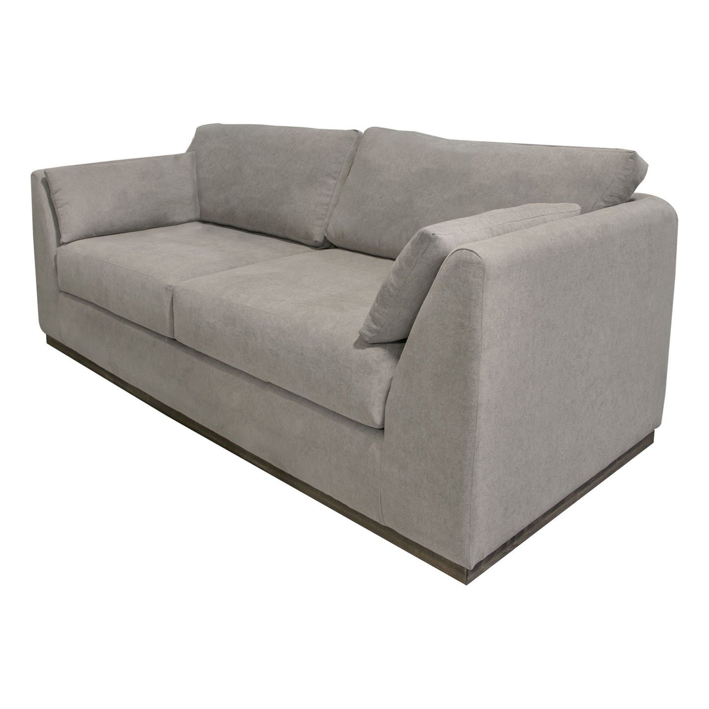 Sian Sofa, Almond Gray Polyester, 2 Pillows, Solid Pine Wood, 90 Inch