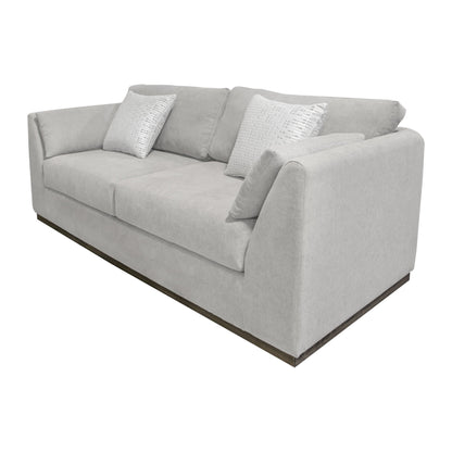 Sian Sofa, Beige Polyester, 2 Throw Pillows, Solid Pine Wood, 90 Inch
