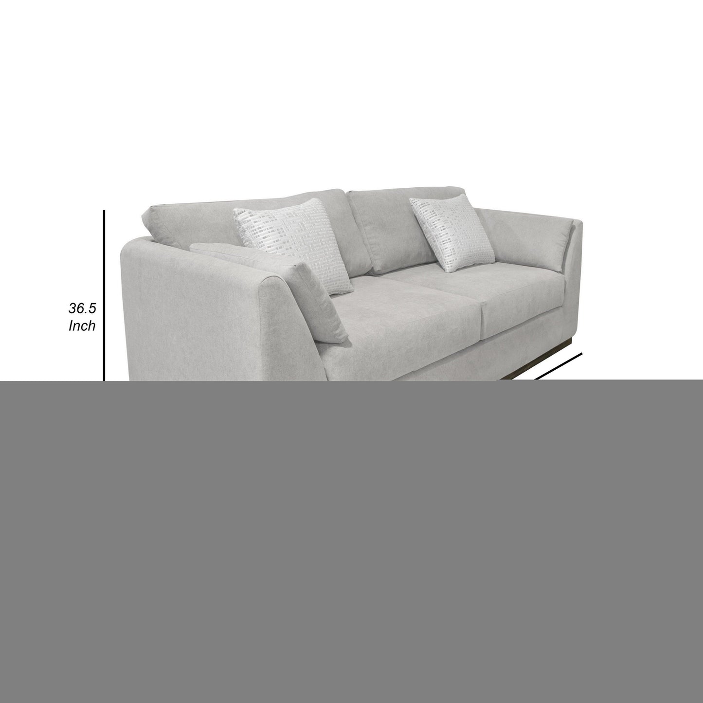 Sian Sofa, Beige Polyester, 2 Throw Pillows, Solid Pine Wood, 90 Inch