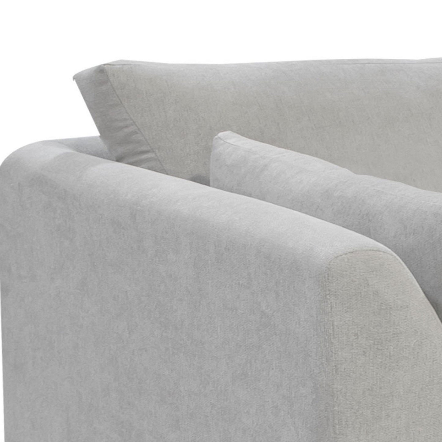 Sian Sofa, Beige Polyester, 2 Throw Pillows, Solid Pine Wood, 90 Inch