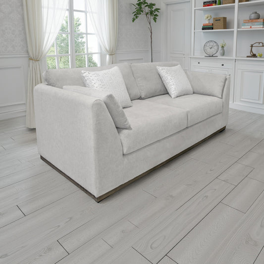 Sian Sofa, Beige Polyester, 2 Throw Pillows, Solid Pine Wood, 90 Inch
