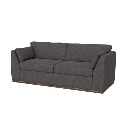 Sian Sofa, Iron Gray Polyester, 2 Throw Pillows, Solid Pine Wood, 90 Inch