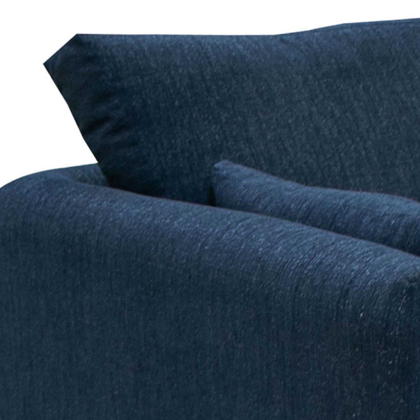 Sian Sofa, Navy Blue Polyester, 2 Throw Pillows, Solid Pine Wood, 90 Inch