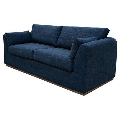 Sian Sofa, Navy Blue Polyester, 2 Throw Pillows, Solid Pine Wood, 90 Inch