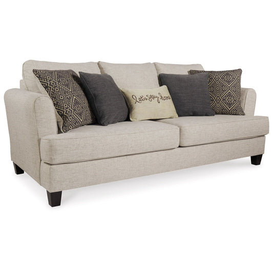 Sidwell Queen Sofa Sleeper, Beige Polyester, 5 Throw Pillows, 95 Inch