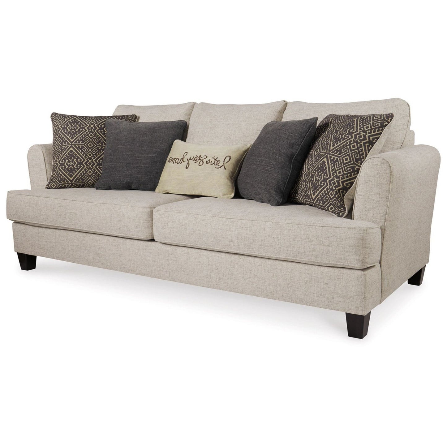 Sidwell Queen Sofa Sleeper, Beige Polyester, 5 Throw Pillows, 95 Inch