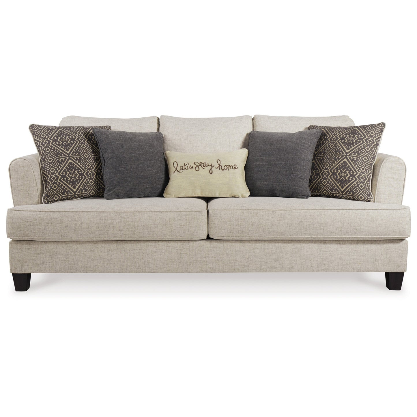Sidwell Queen Sofa Sleeper, Beige Polyester, 5 Throw Pillows, 95 Inch