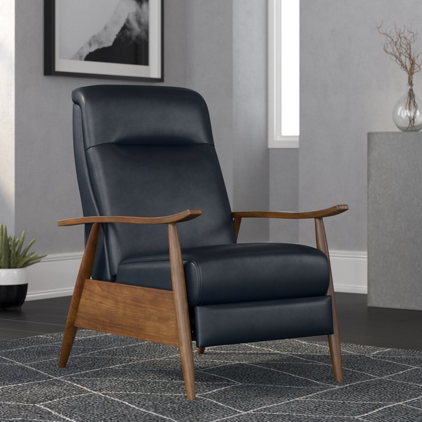 Sienna Upholstered Wood Push Back Recliner by Greyson Living