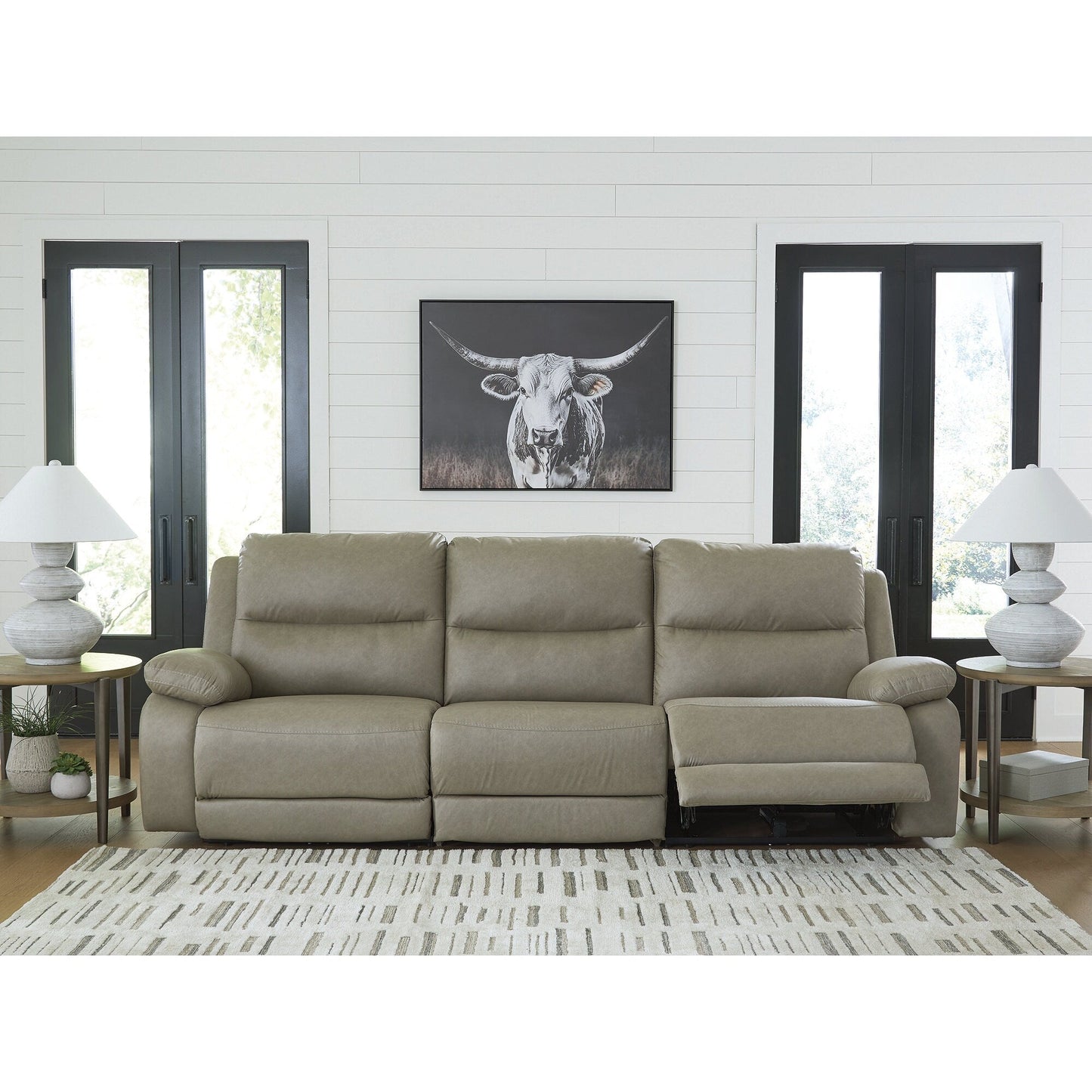 Signature Design by Ashley Brannigan Gray 3-Piece Power Reclining Sectional - 112 W x 41 D x 42 H