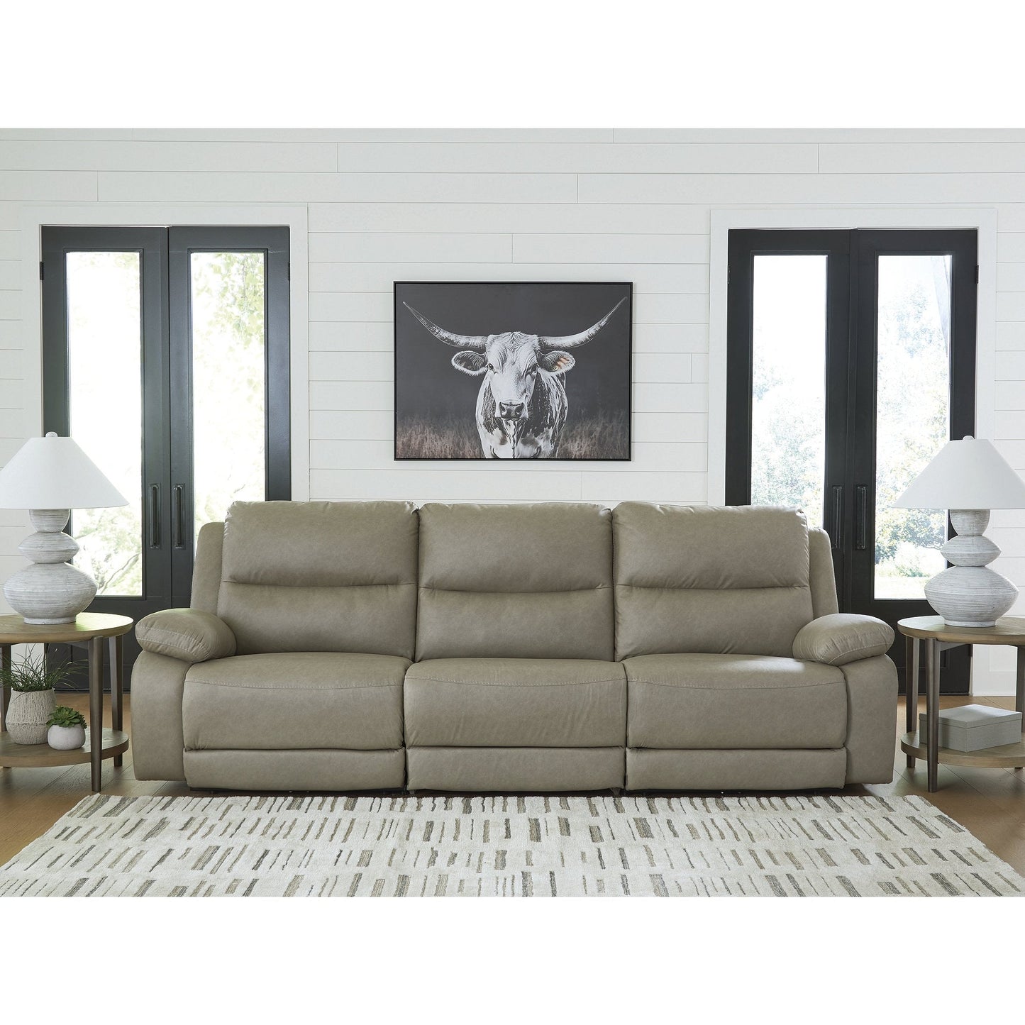 Signature Design by Ashley Brannigan Gray 3-Piece Power Reclining Sectional - 112 W x 41 D x 42 H