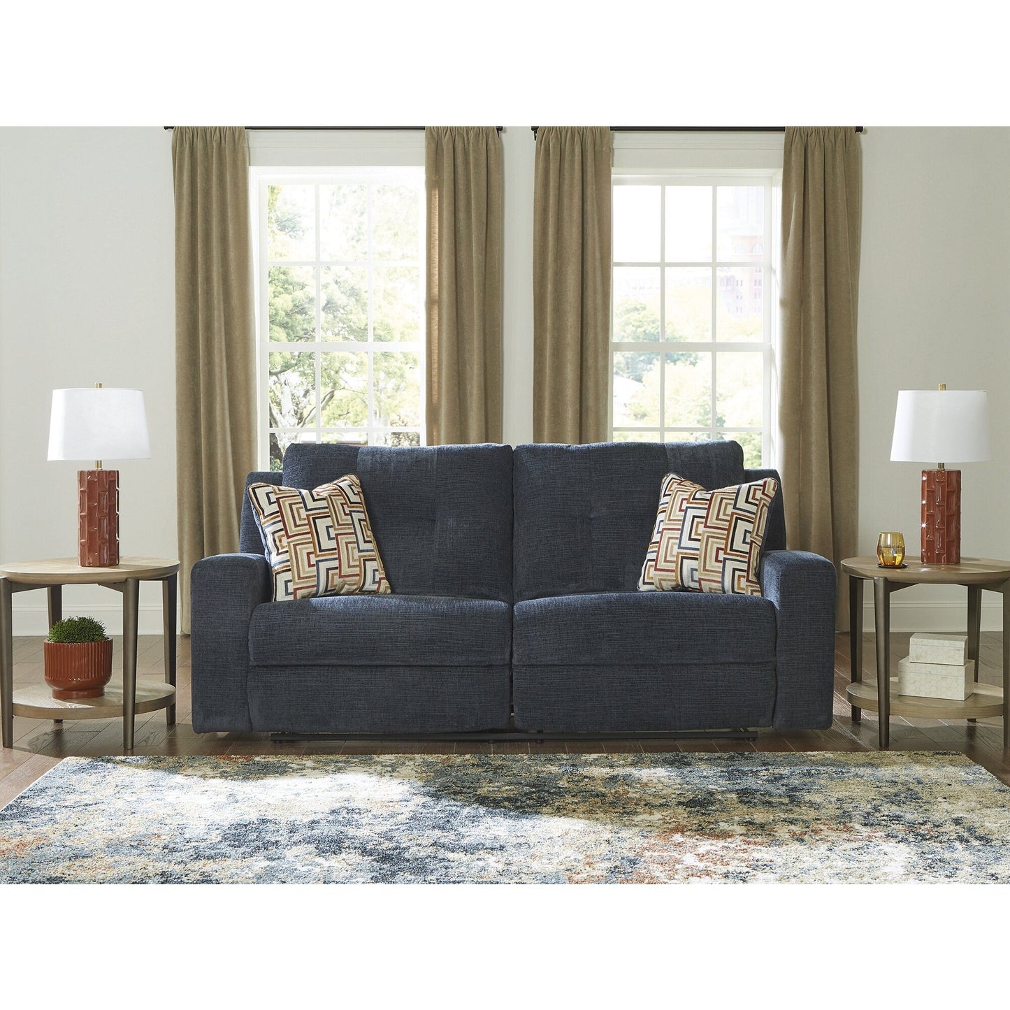 Signature Design by Ashley Danum Blue Reclining Sofa - 87 W x 40 D x 41 H