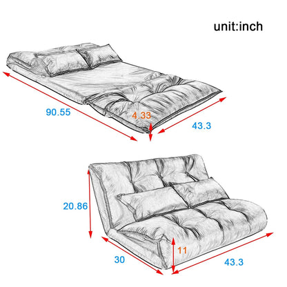 Nestfair Sofa Bed Adjustable Folding Futon with 2-Pillows