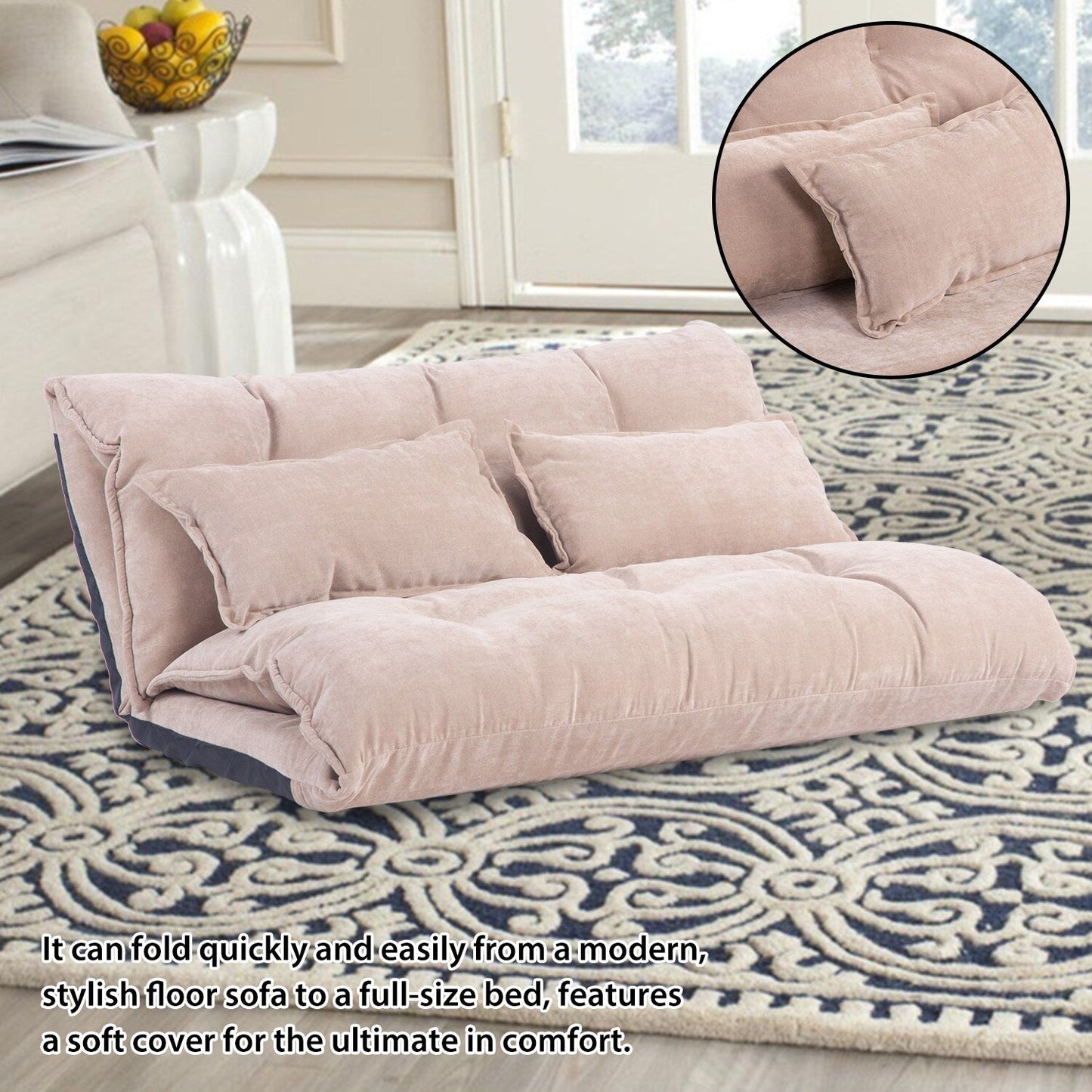 Nestfair Sofa Bed Adjustable Folding Futon with 2-Pillows