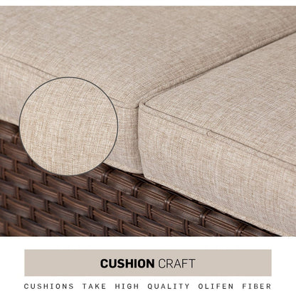 4-piece/5-piece Outdoor Patio Wicker Lounge Chair Conversation Set with Coffee Table and Cushions