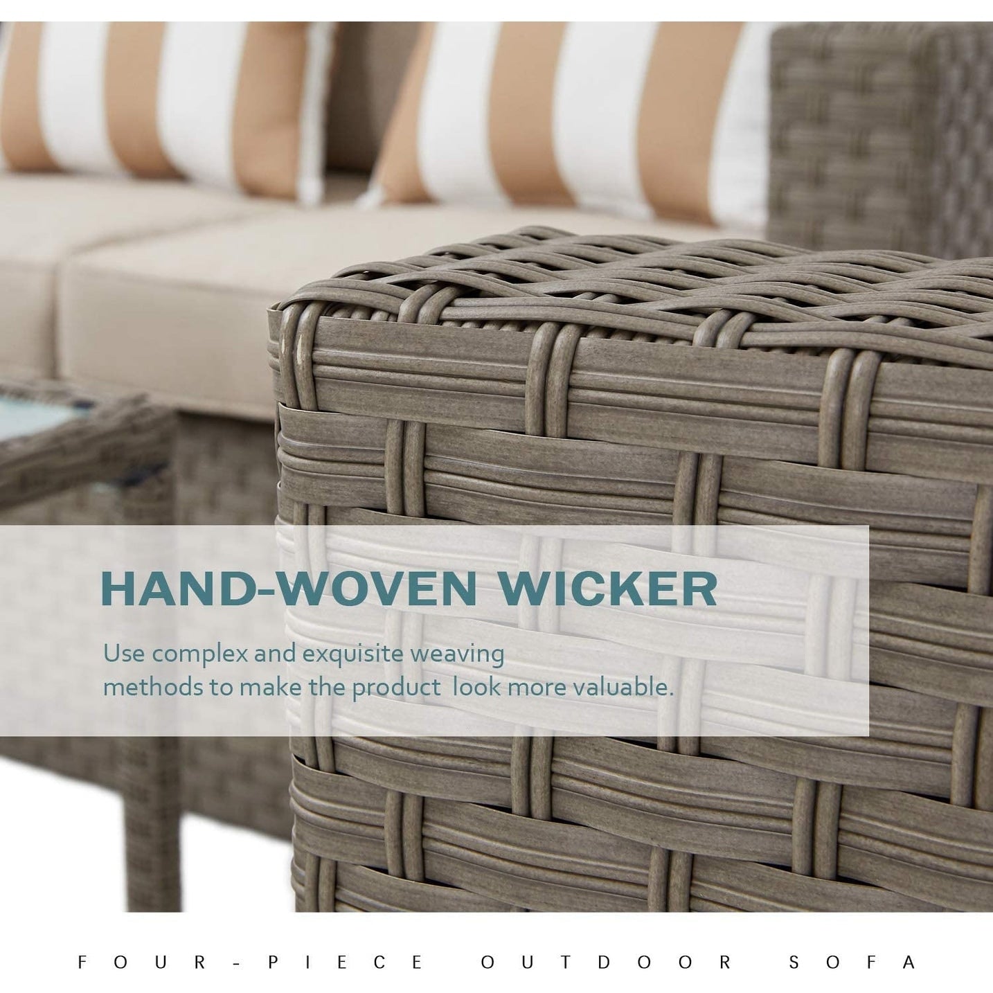 4-piece/5-piece Outdoor Patio Wicker Lounge Chair Conversation Set with Coffee Table and Cushions