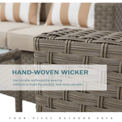 4-piece/5-piece Outdoor Patio Wicker Lounge Chair Conversation Set with Coffee Table and Cushions