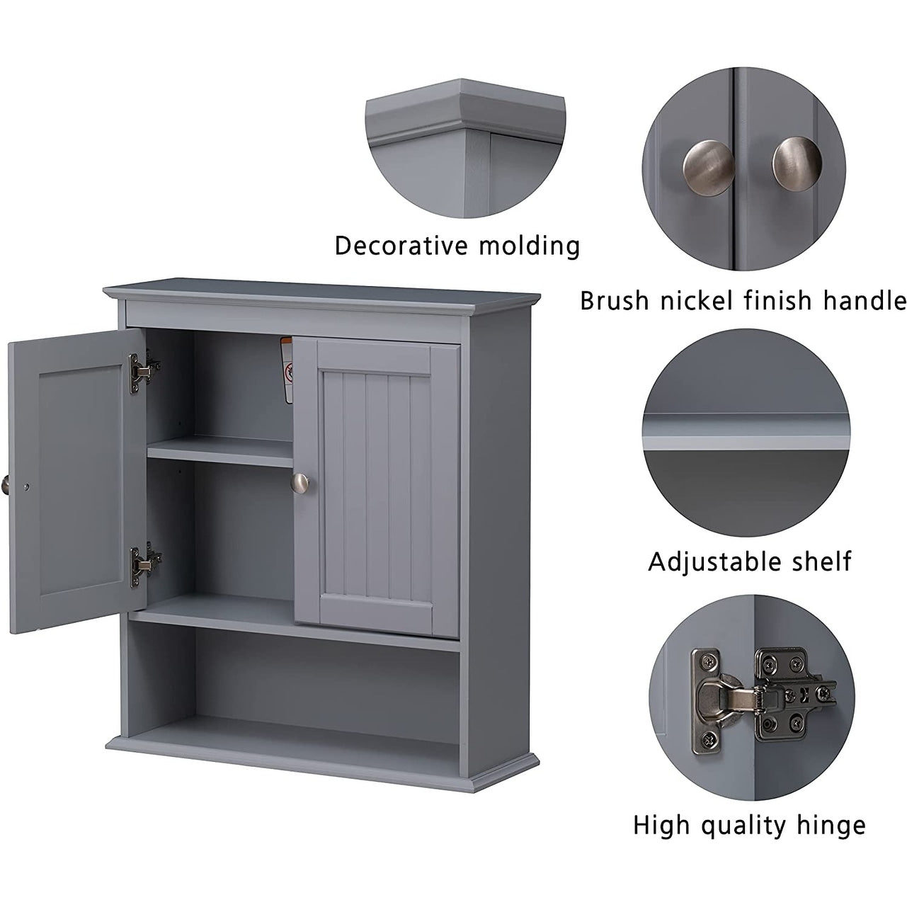 Spirich-Bathroom Wall Spacesaver Storage Cabinet Over The Toilet with Door , Wooden, White