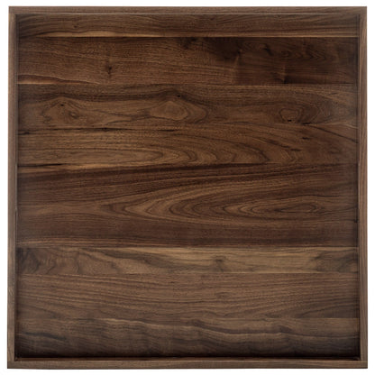 KINWELL Square Black Walnut Wood Serving Tray Ottoman Tray with Handles