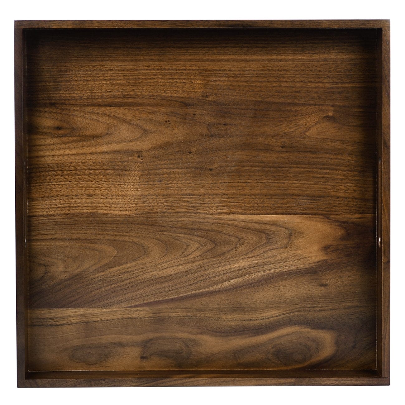KINWELL Square Black Walnut Wood Serving Tray Ottoman Tray with Handles