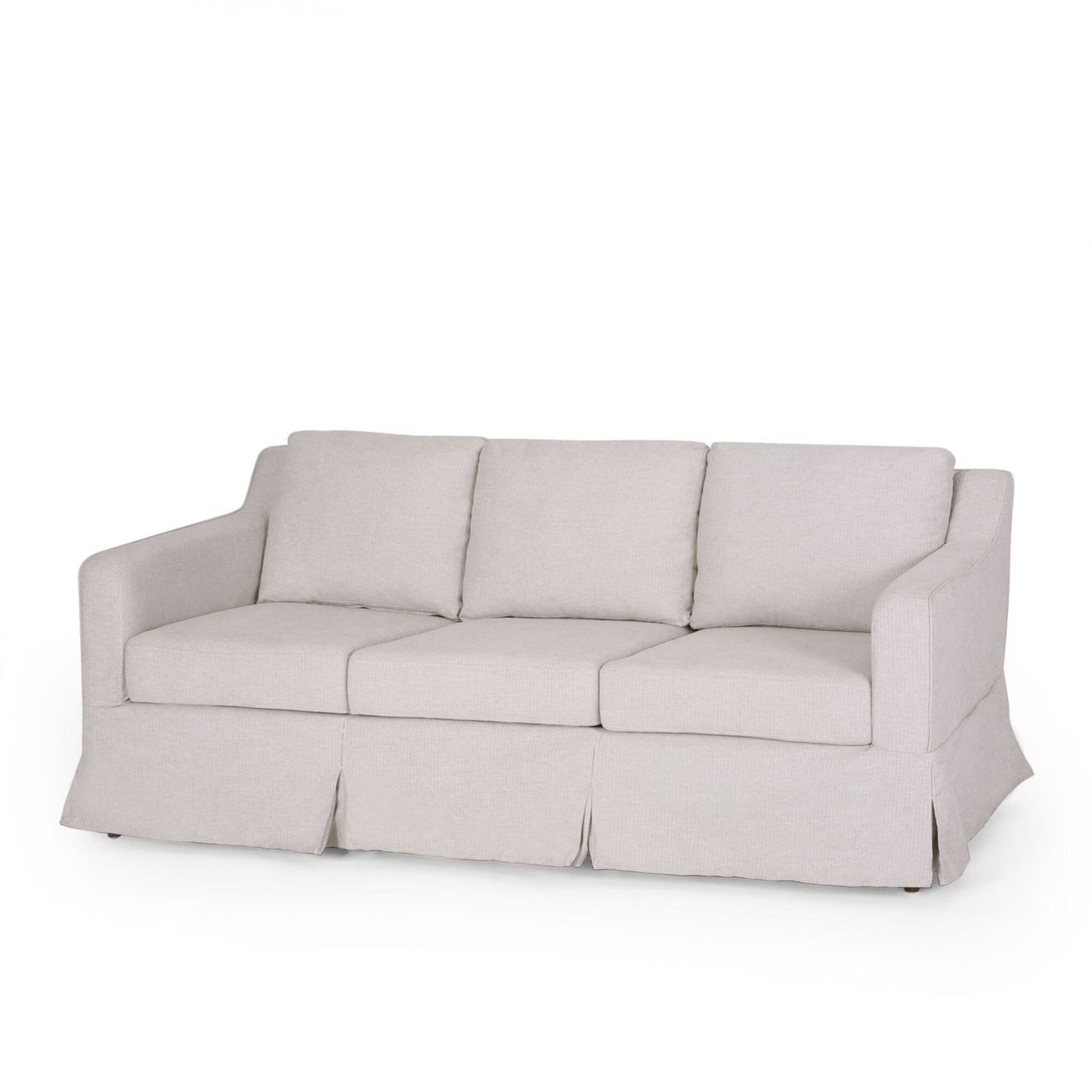 Striped Fabric 3-seater Sofa with Recessed Arms