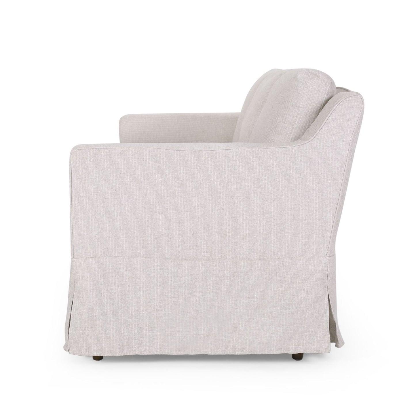 Striped Fabric 3-seater Sofa with Recessed Arms