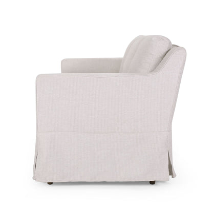 Striped Fabric 3-seater Sofa with Recessed Arms