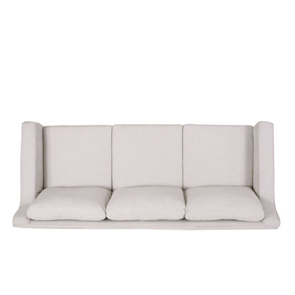 Striped Fabric 3-seater Sofa with Recessed Arms