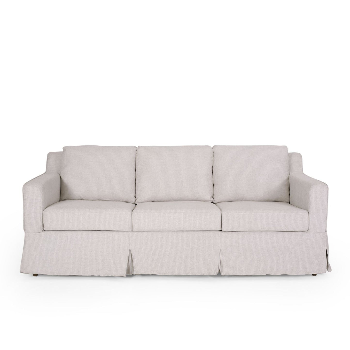 Striped Fabric 3-seater Sofa with Recessed Arms