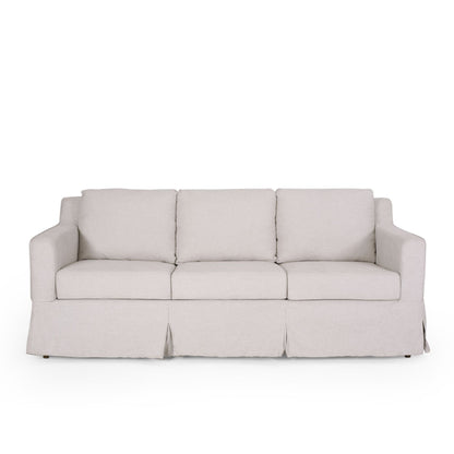Striped Fabric 3-seater Sofa with Recessed Arms