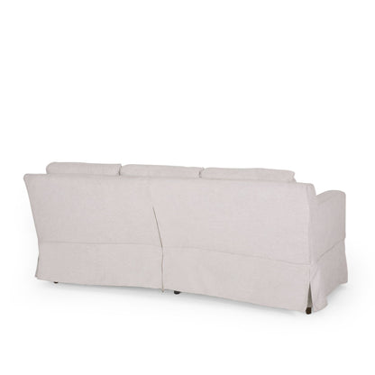 Striped Fabric 3-seater Sofa with Recessed Arms