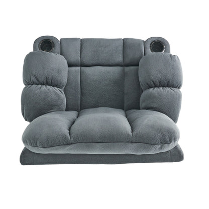 Stylish Manual Recliner with Soft Fabric Upholstery, Plush Padding, and Dual Cup Holders