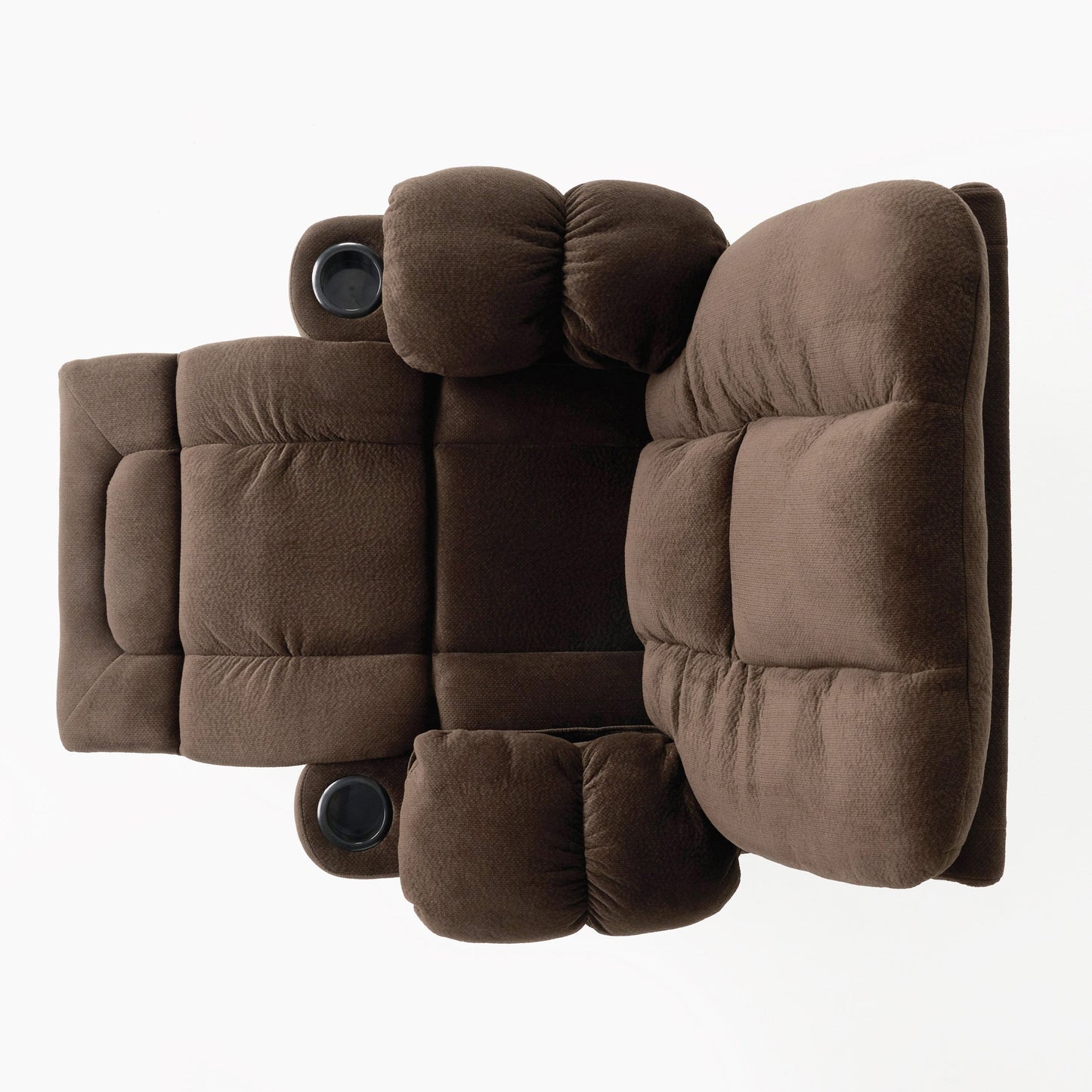 Stylish Manual Recliner with Soft Fabric Upholstery, Plush Padding, and Dual Cup Holders