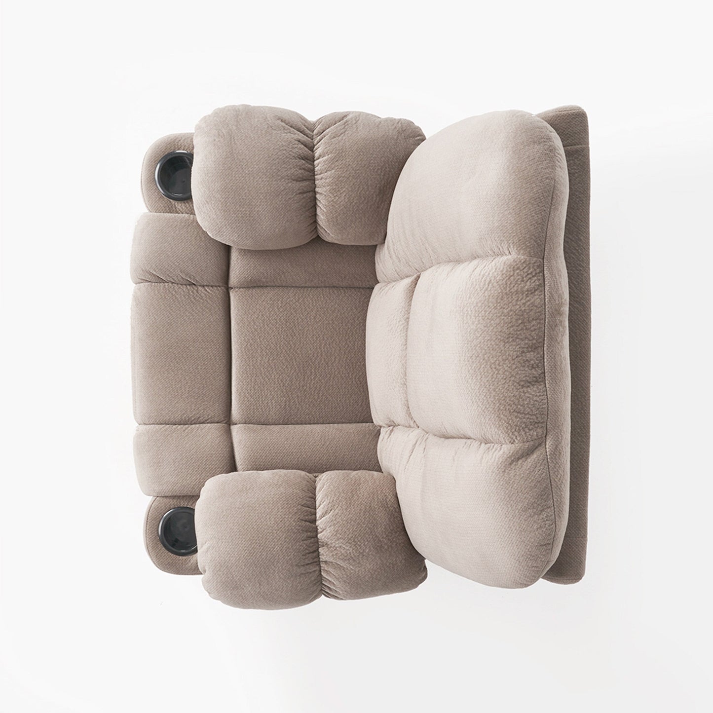 Stylish Manual Recliner with Soft Fabric Upholstery, Plush Padding, and Dual Cup Holders
