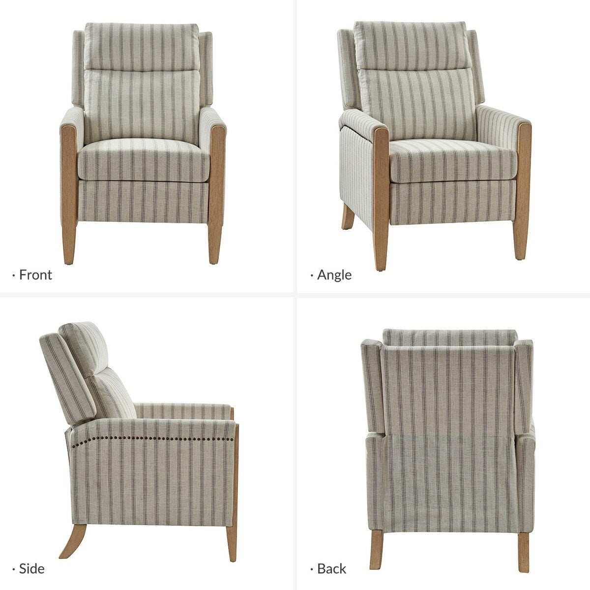 Suares Transitional Nailhead Manual Recliner with Solid Wood Legs Set of 2 by HULALA HOME