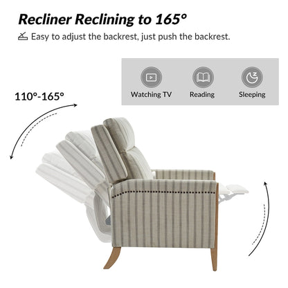 Suares Transitional Nailhead Manual Recliner with Solid Wood Legs Set of 2 by HULALA HOME